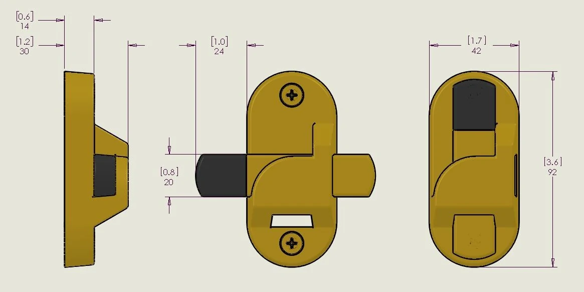 Safety Door Latch (dimensions)